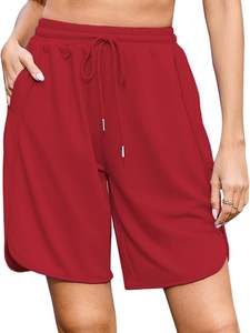 Shorts de sport pour femmes, yoga et course à pied, couleur unie, tie-dye, respirant, séchage rapide, polyester/coton écologique, coupe classique, décontracté - Product Image 4