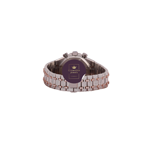Reloj Unisex de Lujo, Estilo Antiguo, Simple, de Cuarzo, con Incrustaciones de Moissanita VVS, Dos Tonos de Oro, Diamantes Redondos, Estilo Hip Hop, Resistente al Agua 10 Bar, Alta Calidad - Product Image 4
