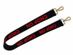 En gros Crochets pivotants dorés brodés pour sangles de sacs à main, sangles perlées noires et rouges durables et tendance avec texte doré pour le jour du match - Product Image 1