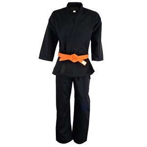 Uniforme de karaté noir 100% coton, unisexe adulte, durable, pour entraînement et compétition d'arts martiaux, en vente. - Product Image 2