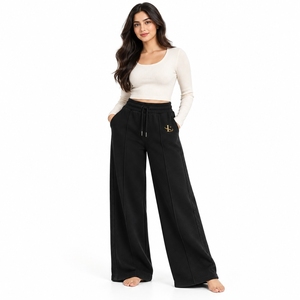 Pantalones Casuales de Pierna Ancha, Diseño Relajado, Ajuste Cómodo, Ideales para el Día a Día, Pantalones Deportivos de Pierna Ancha para Mujer, Algodón Suave de Primera Calidad - Product Image 5