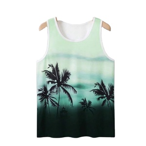 เสื้อกล้ามพิมพ์ลายต้นมะพร้าวสำหรับผู้ชาย, เสื้อกล้ามลายพระอาทิตย์ตกสีสันสดใสไล่ระดับสีเสื้อกั๊กแนวสตรีทไซส์ใหญ่ลำลองฤดูร้อนระบายอากาศ - Product Image 3