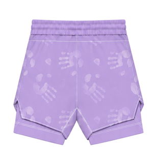 Lavender White <b>Swim</b> Set Sleeveless Racerback Tank <b>Top</b> with Matching Shorts Lightweight Quick Dry Training Performance Swimwear - Product Image 6