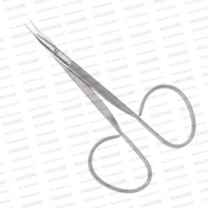 Tijeras para suturas con cinta adhesiva de 3-3/4″ (9.5 cm) curvadas – Tijeras de sutura de acero inoxidable con anillo grande y punta afilada para cirugía ocular y plástica - Product Image 2