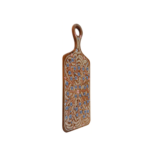 Planche à découper en bois artisanale à motifs floraux, plateau de service décoratif, plateau à fromage et charcuterie artisanal en émail, motif floral - Product Image 2