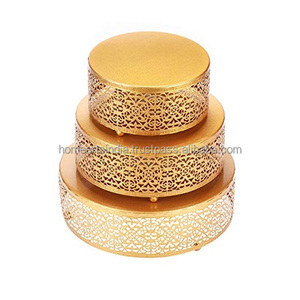 Support à gâteaux et desserts en métal à 3 niveaux Forme ronde Taille personnalisée Support à gâteaux pour bonbons de mariage au prix le plus bas - Product Image 3