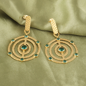Wholesale multiple quartz hook earrings 18k gold plated push <b>back</b> chakra design hammered finish dainty handmade gemstone Jewelry - Product Image 5