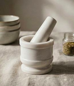Premium White Marble Mortar Pestle – Eco Friendly Stone <b>Grinder</b> for <b>Herbs</b> Spices Kitchen Accessories Wholesale Bulk - Product Image 2