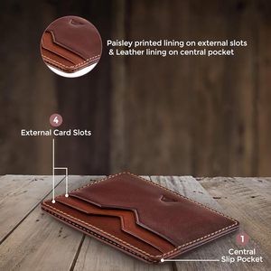 Portefeuille fin minimaliste en cuir véritable pour cartes de crédit, blocage RFID, sans fermeture, 30 mm d'épaisseur, 40 g de poids, logo personnalisé - Product Image 2