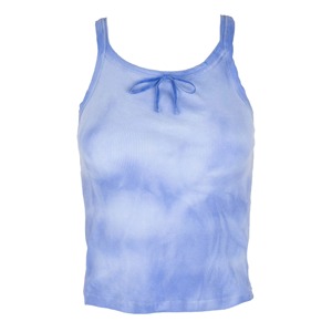 Women <b>Cloud</b> Tie Dye Ribbed Tank Top Bow Tie <b>Neck</b> Slim Fit Casual Summer Cami Vest Top Multicolor - Product Image 3