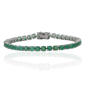 High Quality Classic 4 MM Round Cut 100% Genuine Emerald May Birthstone Fine Tennis <b>Bracelet</b> For Everyday Luxury Wear Jewelry - Product Image 1