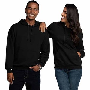 Sudadera con Capucha Unisex Negra, Corte Regular, Algodón French Terry, Informal, para Otoño, con Bolsillos, Transpirable, Tejida - Product Image 1