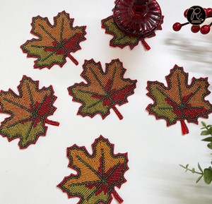 Handmade <b>Beaded</b> Tea <b>Coaster</b> Set with Elegant Checkered Design Ideal for Table Decor Gifting Daily Use and Home Styling - Product Image 3