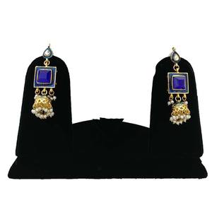 Últimos Pendientes Colgantes de Moda Chapados en Oro con Flores, Cristales y Pedrería Kundan, Ligeros de Aleación, Joyería Tradicional Jhumka - Product Image 2