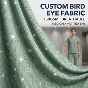 Tissu maille nid d'abeille œil-<span class=keywords><strong>de</strong></span>-perdrix 150 GSM en polyester, imprimé sur mesure, pour uniformes médicaux, polos et vêtements <span class=keywords><strong>de</strong></span> sport respirants - Product Image 1