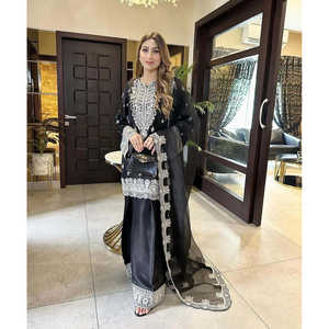 ชุดสตรีพลัสโซและ dupatta ที่สวยงามพร้อมลำดับการปักสำหรับงานปาร์ตี้ - Product Image 4