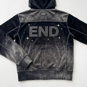 เสื้อฮู้ดปักโลโก้ END Rhinestone สำหรับผู้ชาย ผ้ากำมะหยี่ สไตล์ลำลอง ใส่ได้ในฤดูใบไม้ร่วง ทรงปกติ แบบซิป - Product Image 1