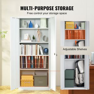 Armadio di Stoccaggio in Acciaio con 2 Porte Magnetiche e 4 Ripiani Regolabili - Armadio Metallico da 71 Pollici - Product Image 3