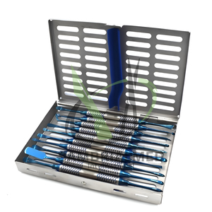 Sambrialmed International - Juego de 10 Elevadores de Periósteo para Implantes Dentales, en Caja Plateada, Manuales, con Certificación CE, Reutilizables - Product Image 1