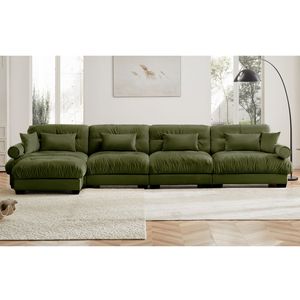 Divano Angolare Moderno in Velluto a Forma di L, Convertibile, Profondo, 4 Posti, Modulare, Comodo, Imbottito per Soggiorno - Product Image 2
