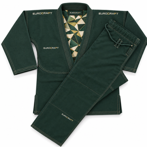 Kimono BJJ unisexe vert foncé en polyester/coton 350GSM respirant à séchage rapide, imprimé numériquement, coupe classique - Product Image 1
