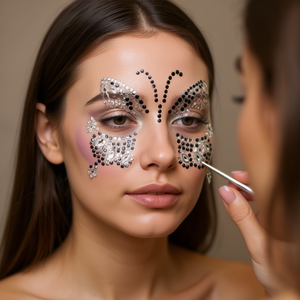 Adesivi con strass per il viso ILAN, design a farfalla per decorazione facciale 36136 - Product Image 3