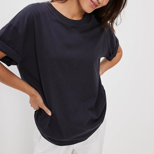 Camiseta Holgada para Mujer, Estilo Moderno, Básica, Informal, de Manga Corta, Tejido de Algodón Suave, Ajuste Holgado, Cómoda y Ligera - Product Image 4