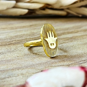 Últimos anillos de latón estilo bohemio con mano de Hamsa de alta demanda para mujer, chapados en oro de 18k, joyería de protección con ojo turco, venta al por mayor/OEM - Product Image 3