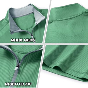 Camiseta Ligera Personalizada con Cierre de 3/4 para Hombre, Color Verde, Jersey Elástico en 4 Direcciones, Cuello Alto, Ecológica - Product Image 5