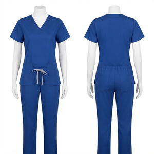 Uniforme de travail pour femmes en tissu toile polycoton 180 GSM bleu roi, broderie personnalisée, impression sérigraphique, transfert DTF, tissé, pour hôpital - Product Image 1
