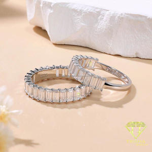 Luxury Baguette Cut Moissanite Eternity <b>Ring</b> 925 Sterling <b>Silver</b> Full Band Wedding Jewelry <b>Statement</b> <b>Ring</b> For Women - Product Image 3