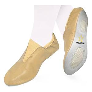 Zapatos de Ballet Suaves para Mujer MBAANI, Color Bronceado, Suela Partida, Zapatos de Baile Jazz Planos, con Tiras Cruzadas Elásticas de Cuero - Product Image 6
