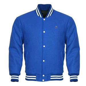Chaqueta Varsity Personalizada de Lona para Hombre y Niño, Estilo Letterman, Cuello Alto, Puños y Dobladillo con Botones Cubiertos, Color Azul 2026 - Product Image 4
