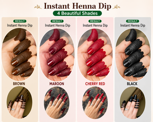 Organic Instant Henna Dip Paste Fingers | Ready-to-Use Mehndi Dip | Brown Maroon Cherry Red Black | Long Lasting <b>Temporary</b> - Product Image 1