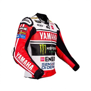 เสื้อแจ็คเก็ตหนังแท้สำหรับแข่งรถ Fabio Quartararo MotoCP Yamaha ทำจากหนังวัว/หนังจิงโจ้ ตัดเย็บตามขนาด พร้อมรูระบายอากาศ รุ่น CE - Product Image 1