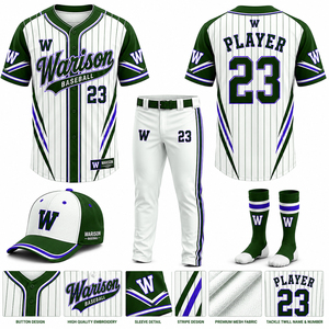 Wholesale Baseball Uniform Set Sportswear Sublimation 100% Polyester Softball Jersey Pant Socks And Caps Set - Product Image 2