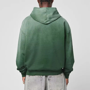 Sudadera con capucha oversize de hombro caído y bajo sin rematar, estilo urbano y a la moda, personalizable, con efecto descolorido por el sol y lavado ácido, sudaderas lisas, MOQ bajo, ropa urbana - Product Image 3