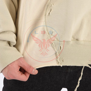 Nouveauté : Sweats à capuche décontractés d'hiver, couleur unie, effet usé, en tissu polaire mélangé de coton, logo personnalisé, vente en gros pour hommes - Product Image 4