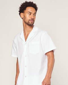 Conjunto de Camisa y Pantalones Cortos de Satén de Algodón Blanco para Hombre, Cuello Camisero, Color Sólido, Ropa Casual de Verano, Tela Transpirable - Product Image 2