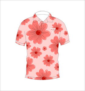 เสื้อโปโลผู้ชายพิมพ์ลายดอกไม้สีชมพูแขนสั้นลำลองสำหรับฤดูร้อนเสื้อยืดกอล์ฟ - Product Image 4