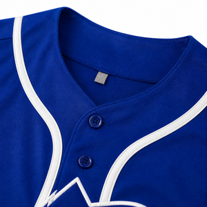 Maillot de baseball unisexe bleu à manches courtes, boutonné sur le devant, imprimé par transfert thermique, coupe classique, adulte, respirant, antibactérien - Product Image 5