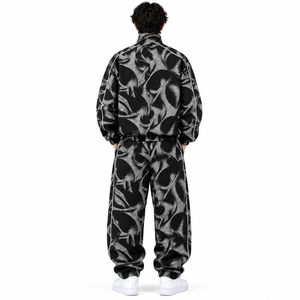 Conjunto Deportivo para Hombre, Chaqueta de Forro Polar con Cierre y Pantalones Jogger, Color Negro y Gris, con Ribete en Contraste, Secado Rápido, Transpirable, Corte Holgado - Product Image 3