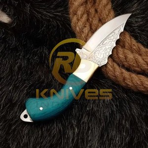 Cuchillo de Caza OEM Damasco de Hoja Fija con Mango de Madera para Camping, Bushcraft y Supervivencia - Product Image 3