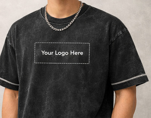 T-shirt court surdimensionné délavé à l'acide personnalisé 100% coton noir vintage avec motif urbain streetwear, impression de logo personnalisée - Product Image 5