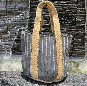 Sac cabas en paille noir style bohème, ouvert, écologique, pour voyage et shopping estival, pour femme - Product Image 2