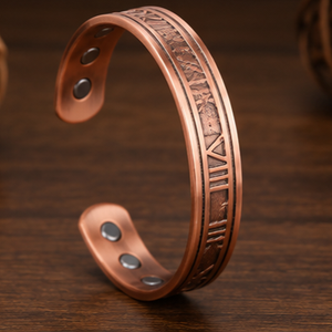 Brazalete Terapéutico Magnético Abierto de Cobre Puro con Números Romanos Grabados, Joyería Metálica Exquisita - Product Image 4
