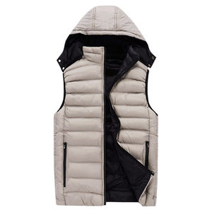 Veste matelassée sans manches à capuche pour homme, en toile, coupe-vent, polyester, hiver, écologique, imperméable, doublure en coton, minimaliste - Product Image 1
