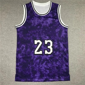 Maillot de basket sans manches pour homme, rouge tie-dye, numéro 23, sublimé, en mesh respirant, coupe classique, vêtement de sport pour adulte - Product Image 5
