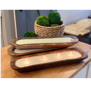 Cuenco de vela con base de madera redondeada para el hogar, bodas, eventos, regalos, estilo rústico, para mesa y restaurante, cafetería - Product Image 2