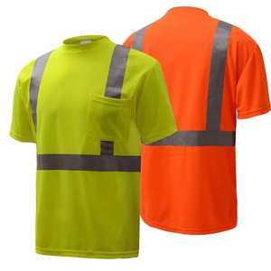 Polo de travail haute visibilité pour hommes, manches courtes, réfléchissant, imperméable, pour la construction routière, vente en gros OEM - Product Image 1